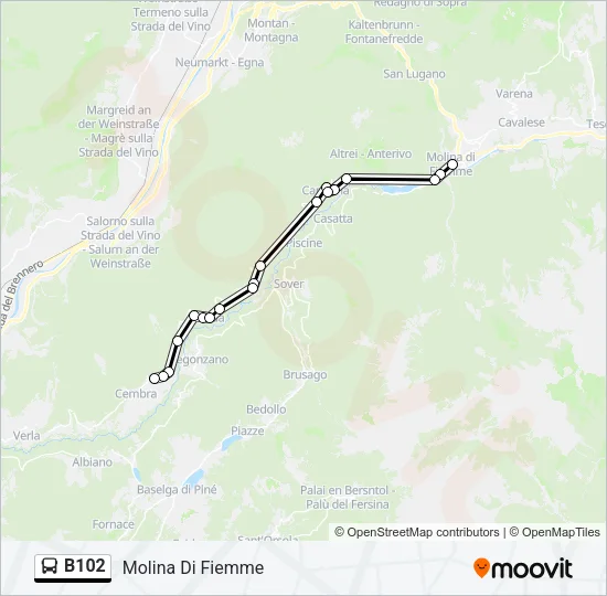 B102 Bus Line Map
