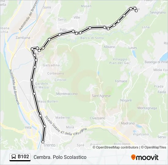 B102 Bus Line Map