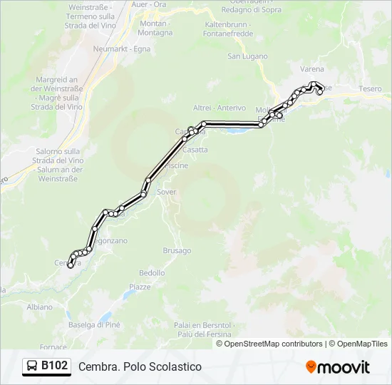 B102 Bus Line Map