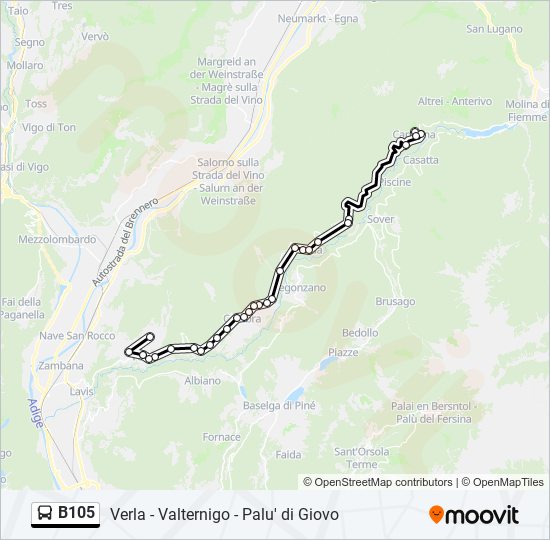 B105 bus Line Map