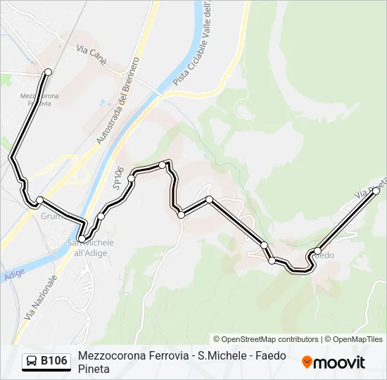 Percorso linea bus B106