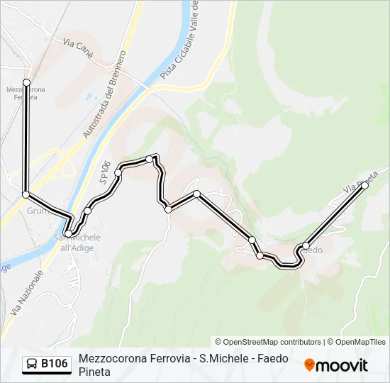 B106 Bus Line Map