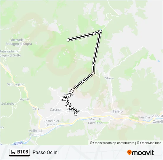 Percorso linea bus B108