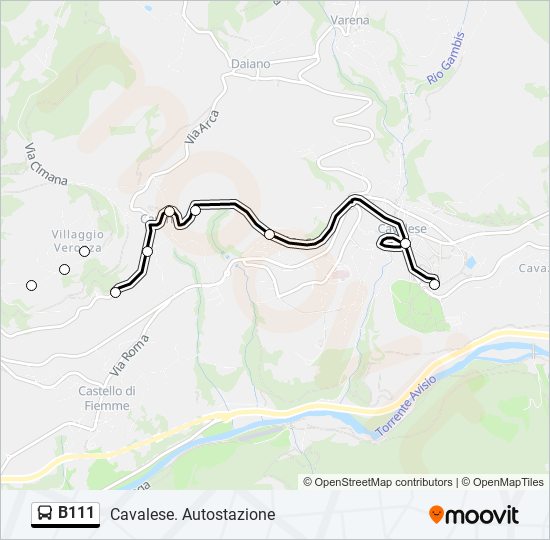 B111 bus Line Map