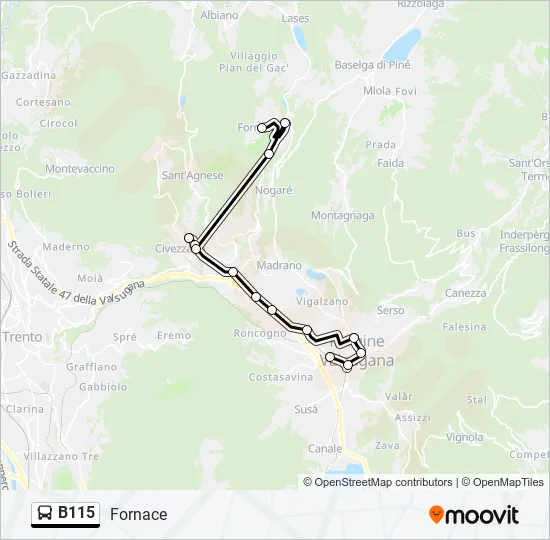 B115 Bus Line Map