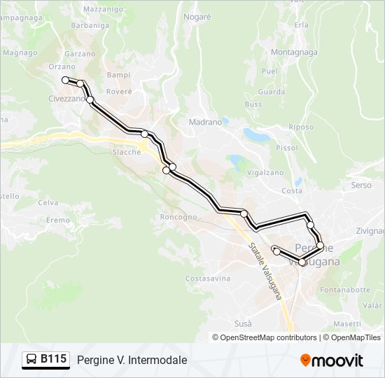 Percorso linea bus B115