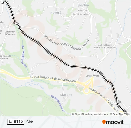 B115 Bus Line Map