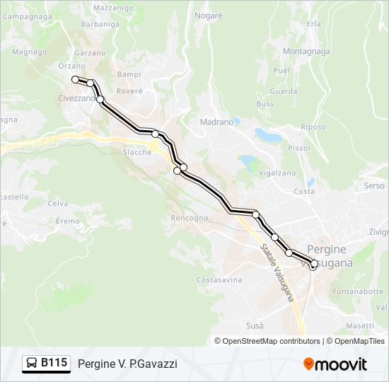 B115 bus Line Map