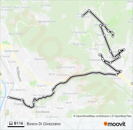 B116 Bus Line Map