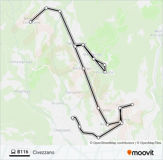 B116 Bus Line Map