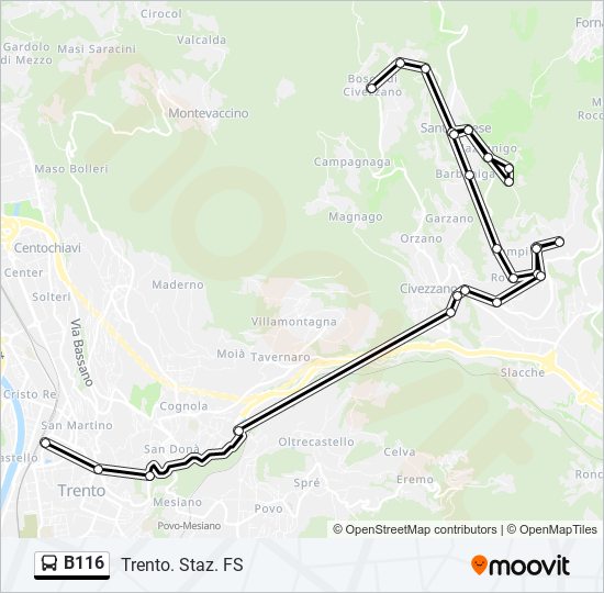 B116 bus Line Map