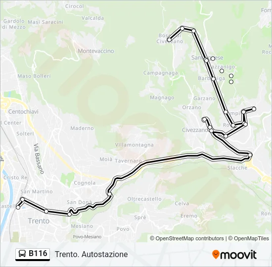 B116 Bus Line Map