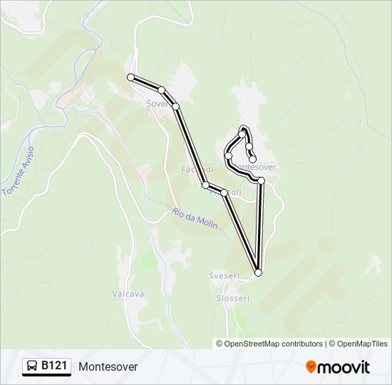 B121 bus Line Map