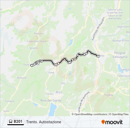 Percorso linea bus B201