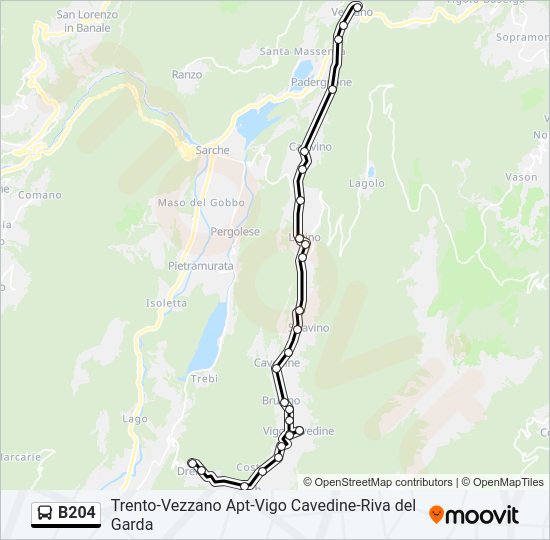 Percorso linea bus B204