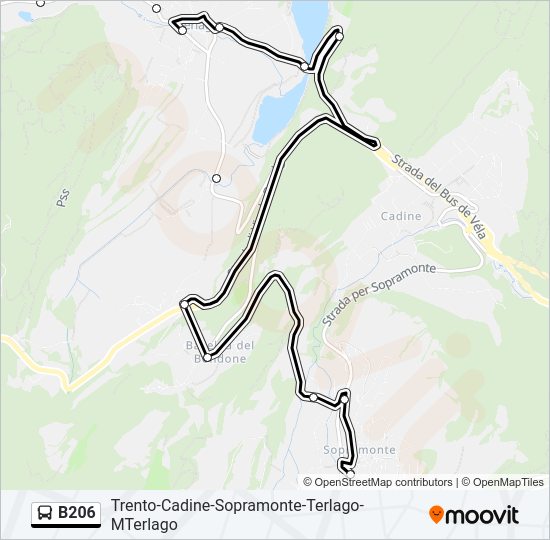 Percorso linea bus B206