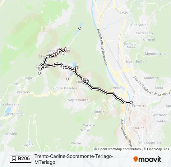B206 Bus Line Map