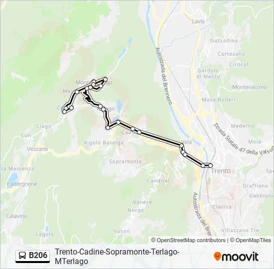 B206 Bus Line Map