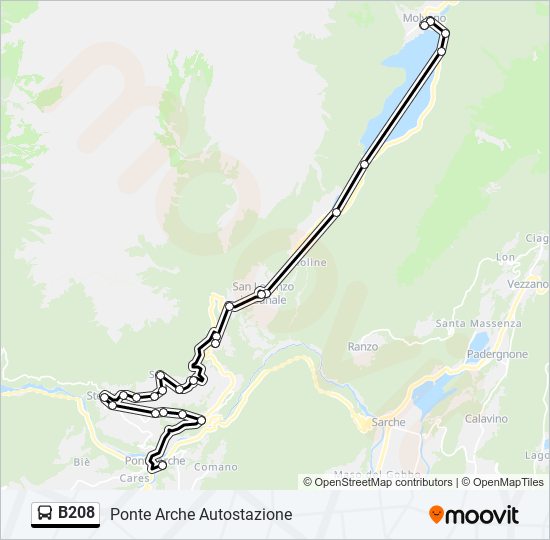 Percorso linea bus B208