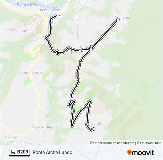 Linea b209 orari fermate e mappe Ponte Arche Autostazione