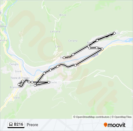 Percorso linea bus B216