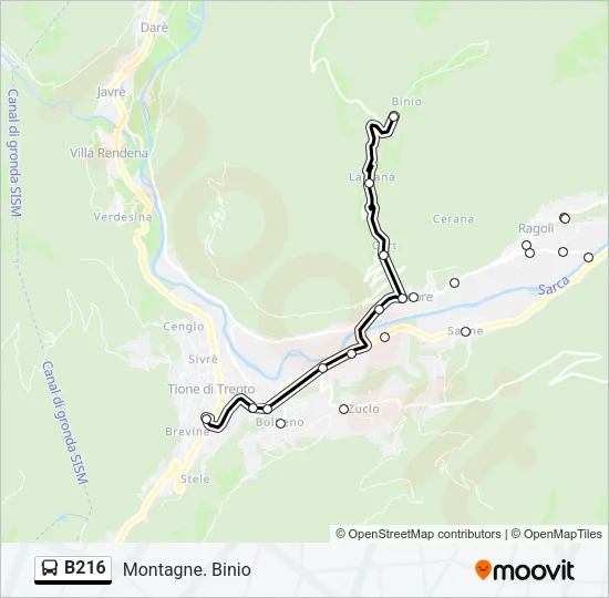 B216 Bus Line Map