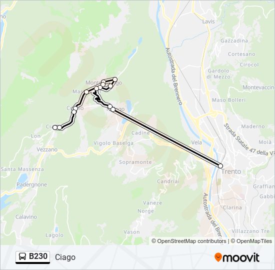 B230 bus Line Map