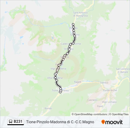 Percorso linea bus B231