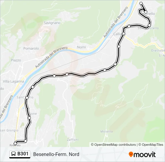 B301 Bus Line Map
