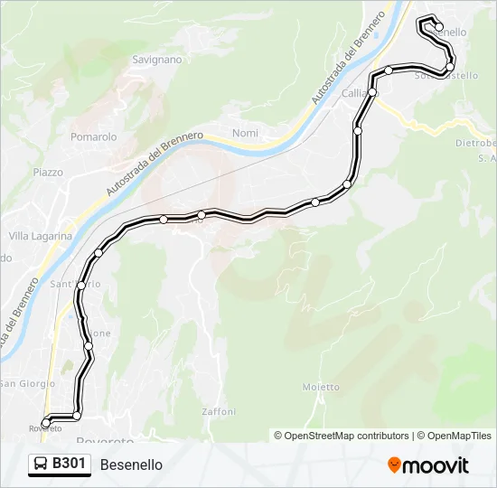 B301 Bus Line Map