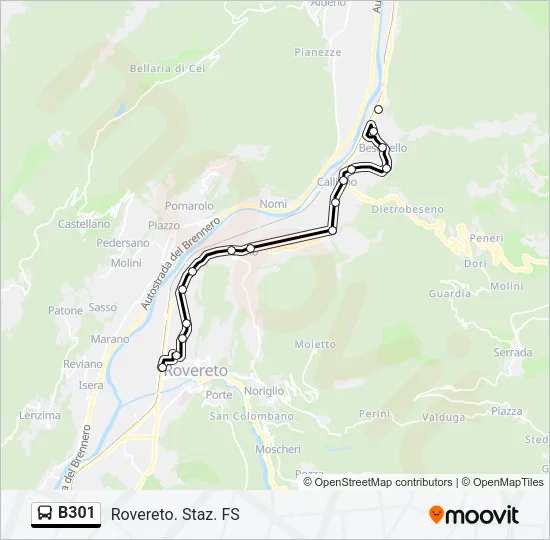 B301 Bus Line Map