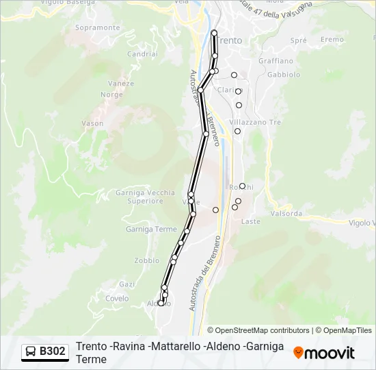 B302 Bus Line Map
