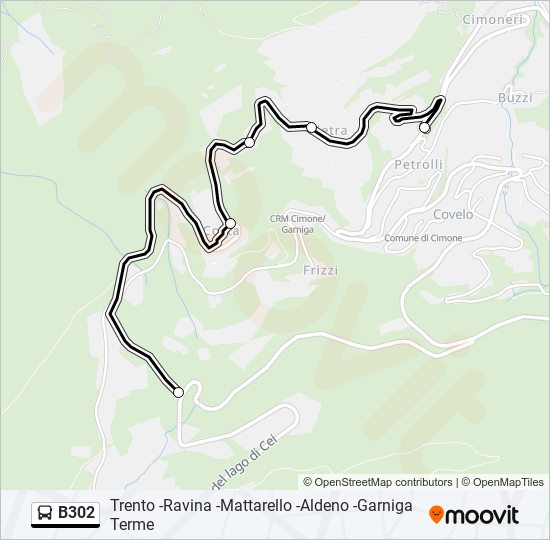 Percorso linea bus B302