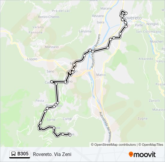 B305 bus Line Map