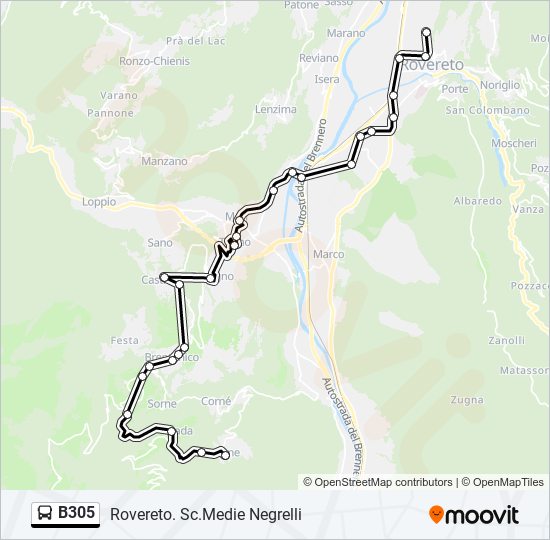 B305 bus Line Map