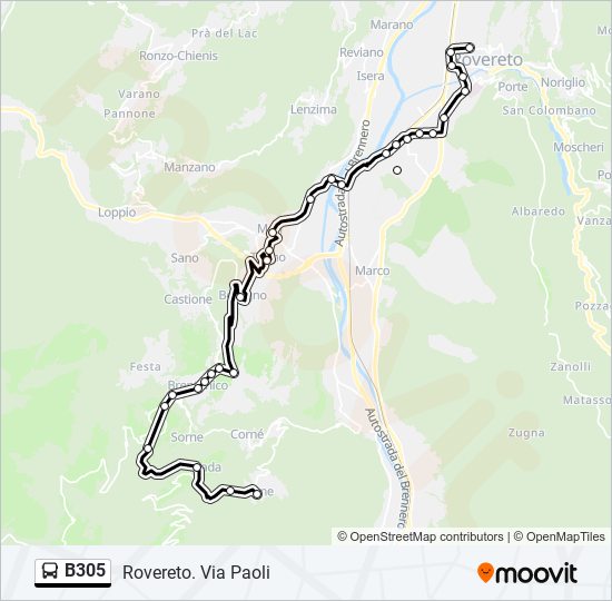 B305 bus Line Map