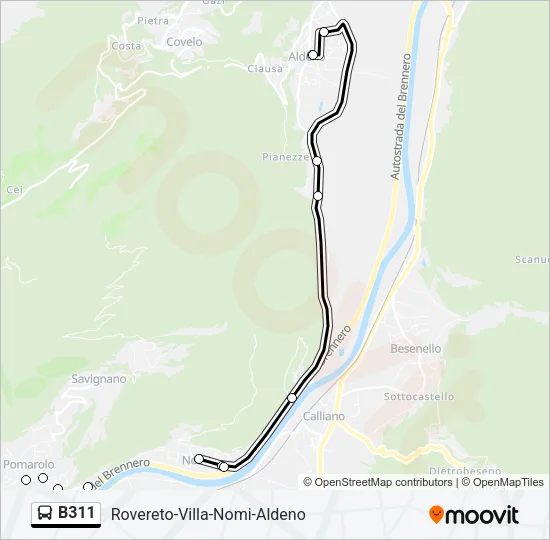 B311 Bus Line Map
