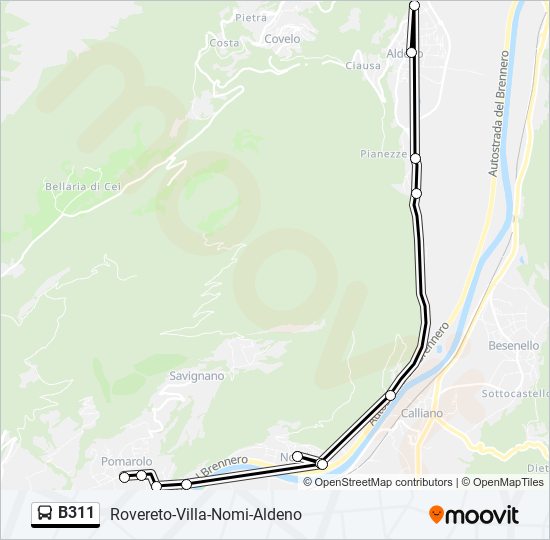 Percorso linea bus B311