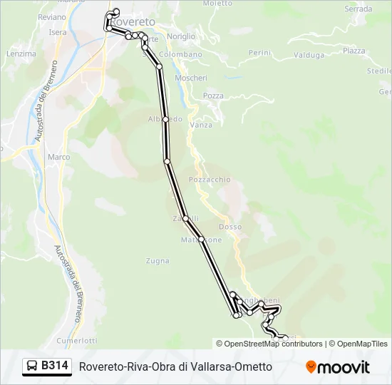 B314 Bus Line Map