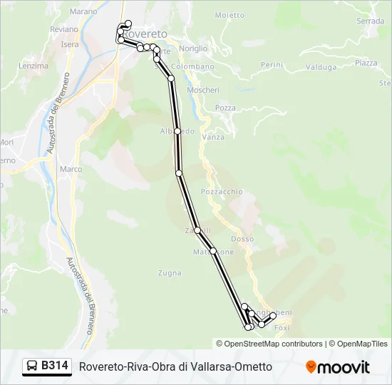 B314 Bus Line Map