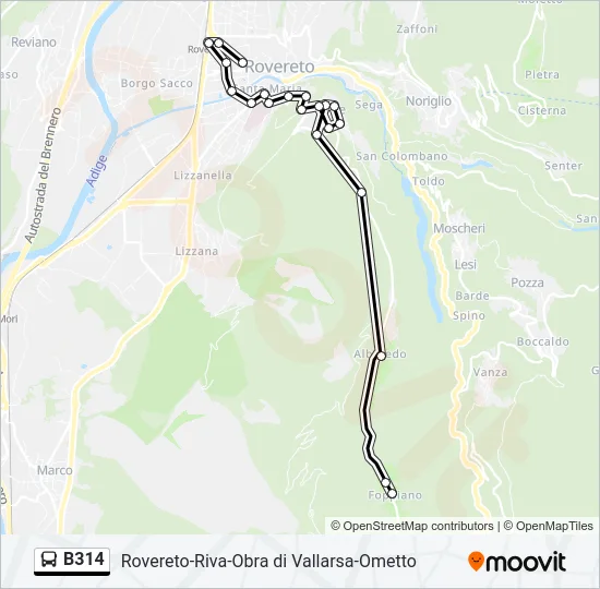 B314 Bus Line Map