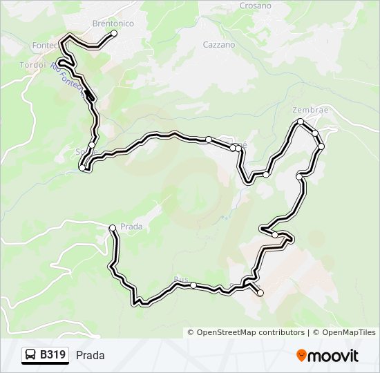 Percorso linea bus B319