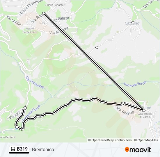 Percorso linea bus B319