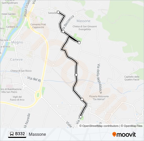 Percorso linea bus B332