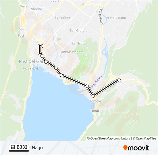 B332 bus Line Map