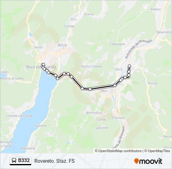 B332 bus Line Map