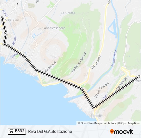 B332 bus Line Map