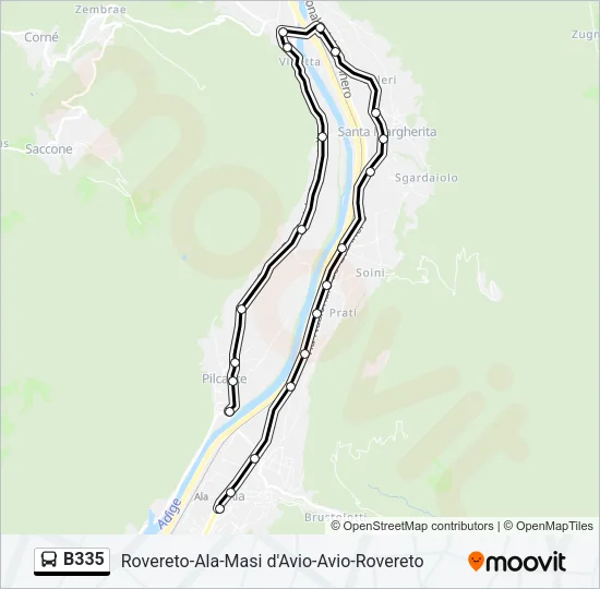 B335 Bus Line Map