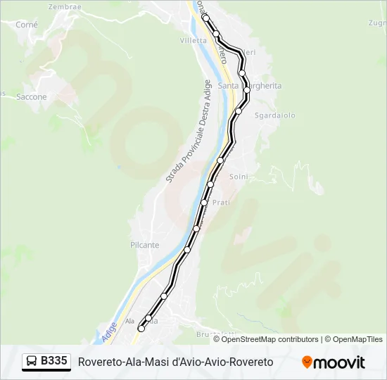 B335 Bus Line Map