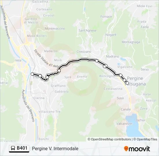 B401 Bus Line Map